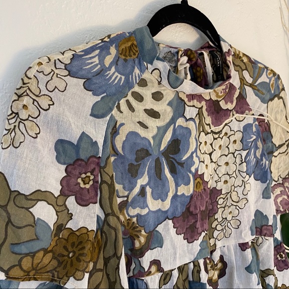 ZARA Flowy Floral High Neck Top - Picture 4 of 9